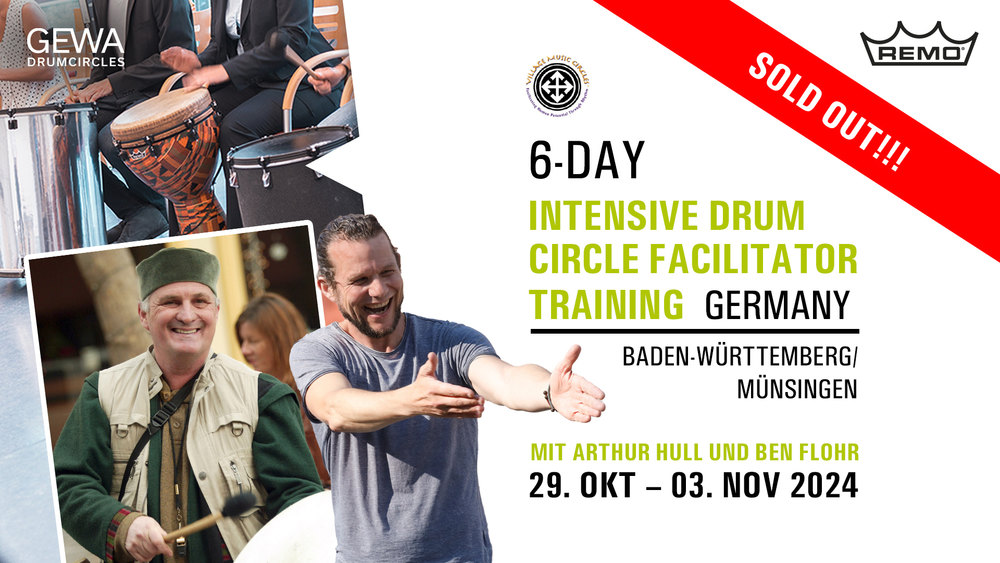 6DAY INTENSIVE DRUM CIRCLE FACILITATOR TRAINING MÜNSINGEN 2024 MIT ARTHUR HULL UND BEN FLOHR