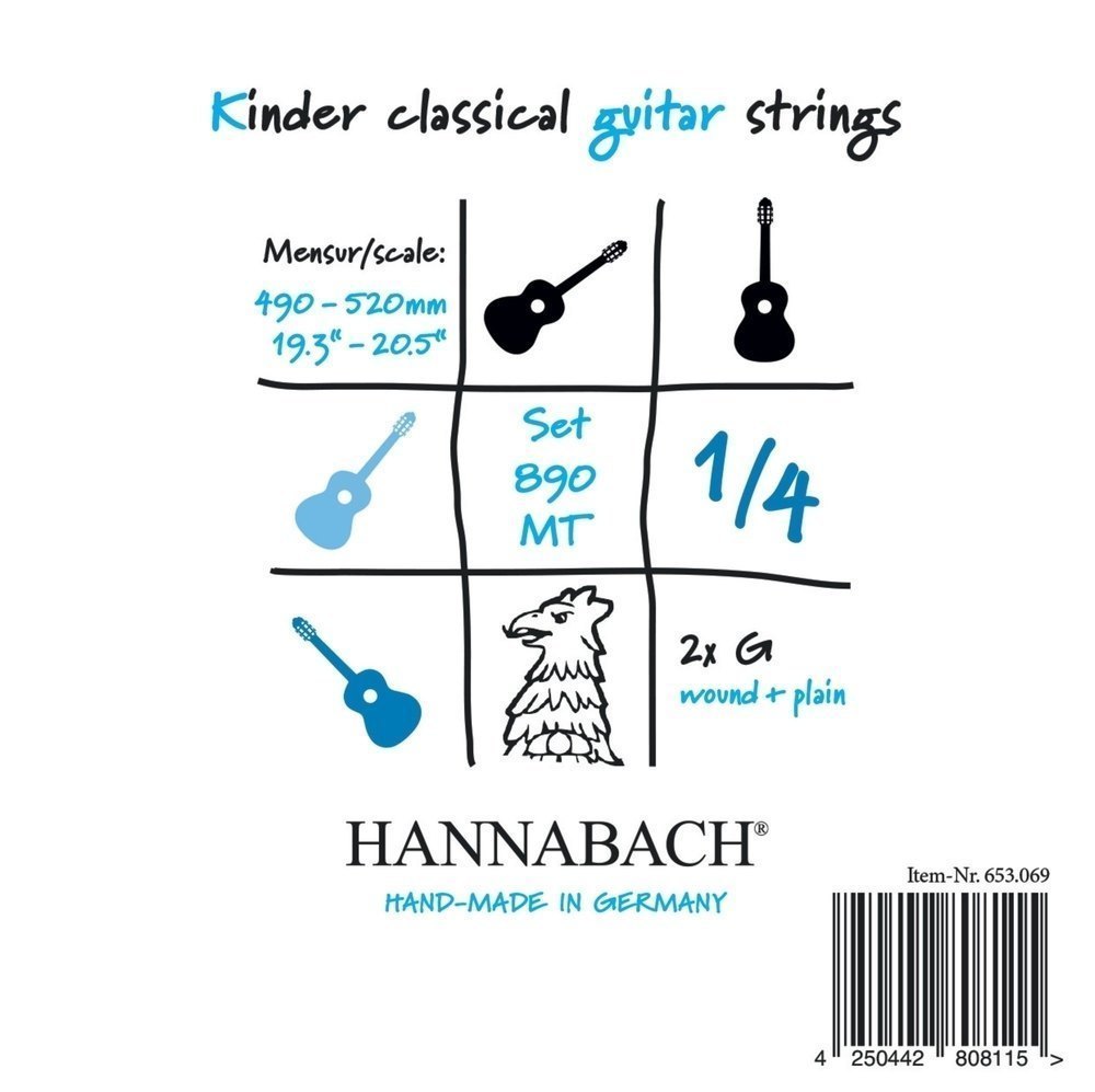 Hannabach Strings For Classic Guitar Serie 0 1 4 Guitar For Children Duel 49 52 Cm